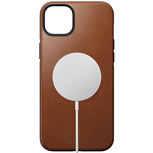 NOMAD Modern Leather Case für iPhone 14 Plus | Schutzhülle aus Polycarbonat und hochwertigem Echtleder | MagSafe-kompatibel | Farbe: Hellbraun von NOMAD
