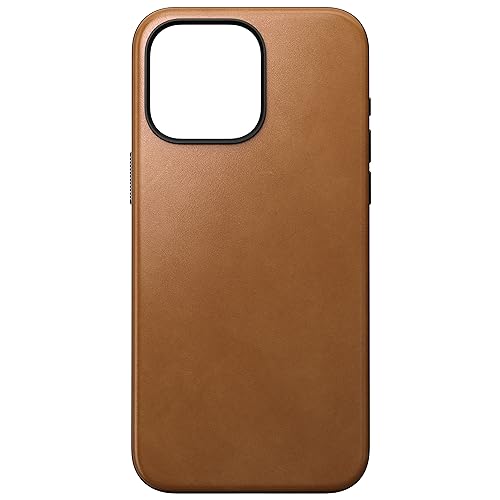 NOMAD Modern Leather Case | für iPhone 15 Pro Max | Schutzhülle aus Polycarbonat und hochwertigem Echtleder | MagSafe-kompatibel | English Tan von NOMAD