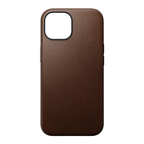 NOMAD Modern Leather Case | für iPhone 15 | Schutzhülle aus Polycarbonat und hochwertigem Echtleder | MagSafe-kompatibel | Brown von NOMAD