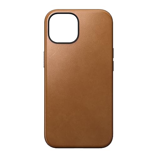 NOMAD Modern Leather Case | für iPhone 15 | Schutzhülle aus Polycarbonat und hochwertigem Echtleder | MagSafe-kompatibel | English Tan von NOMAD