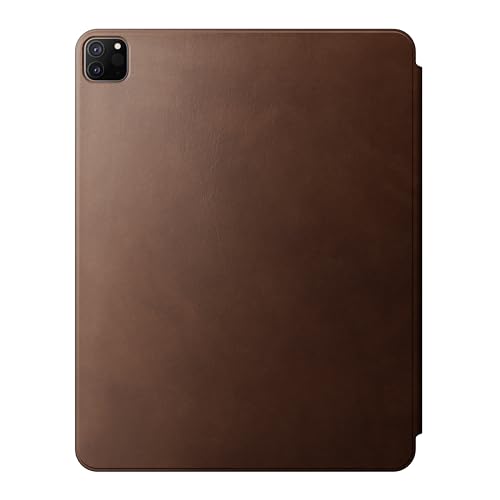 NOMAD Modern Leather Folio | für iPad Pro und Air | Robuste Echtlederhülle mit Rahmen aus Polycarbonat | Schutz durch TPE-Bumper | passend für iPad Pro 12.9 (6th Gen) und iPad Air 13 M2 (2024) | Brown von NOMAD