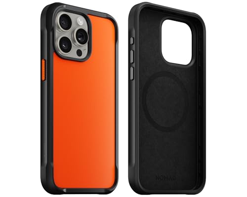 NOMAD Rugged Case | für iPhone 15 Pro | Schutzhülle aus Polycarbonat mit TPU-Bumper | Matte PET-Rückseite | MagSafe-kompatibel | Ultra Orange von NOMAD