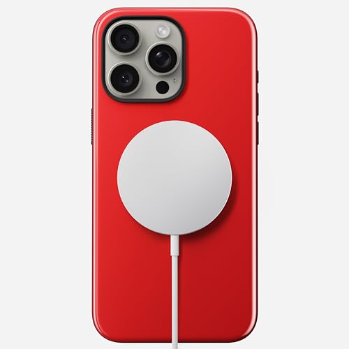 NOMAD Sport Case für iPhone 15 Pro Max | Hülle aus Polycarbonat mit TPE-Bumper | mit glänzender PET-Beschichtung | MagSafe-kompatibel | Night Watch Red von NOMAD