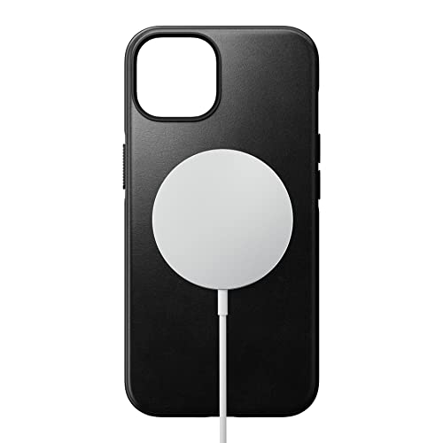 Nomad Goods Moderne Lederhülle für iPhone 14 - Horween Leder 360° Erhöhte Kanten TPE Bumper, 10ft Fallschutz, Mag Safe & Wireless Charging (Schwarz) von NOMAD