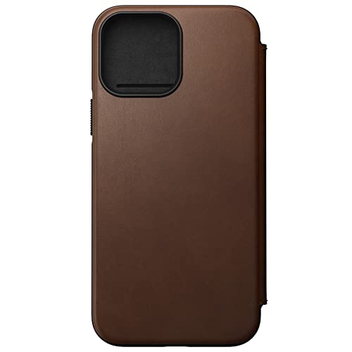 Nomad – Moderne Folio-Schutzhülle – rustikales braunes Horween-Leder MagSafe kompatibel mit iPhone 13 Pro Max von NOMAD