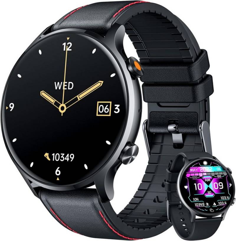 NONGAMX Herren's Fitness-Tracker Telefonfunktion Wasserdicht Smartwatch (1,39 Zoll, Android/iOS), mit austauschbarem weichem Silikonarmband, mit Blutdruckmessung Schrittzähler Herzfrequenz HD touchscreen von NONGAMX