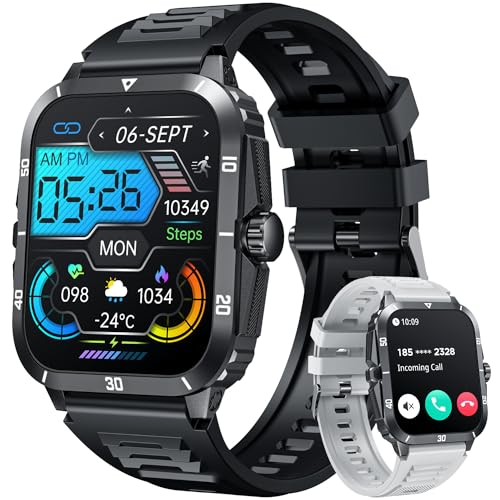 Smartwatch Armbanduhr Fitnessuhr Sportuhr Wasserdicht: 2,0" Touchscreen Herren Uhr mit Blutdruckmessung Schrittzähler Sport Fitness Tracker Herzfrequenz Telefonfunktion Uhren Kompatibel Android iOS von NONGAMX