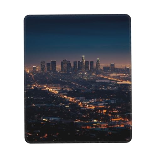 Mauspad mit rutschfester Gummiunterseite, 17,8 x 21,8 cm, Mauspad mit genähtem Rand, Los Angeles Skyline, Gaming-Mauspad für kabellose Maus, Computer, Laptop, Heimbüro, Schreibtischunterlage von NONHAI