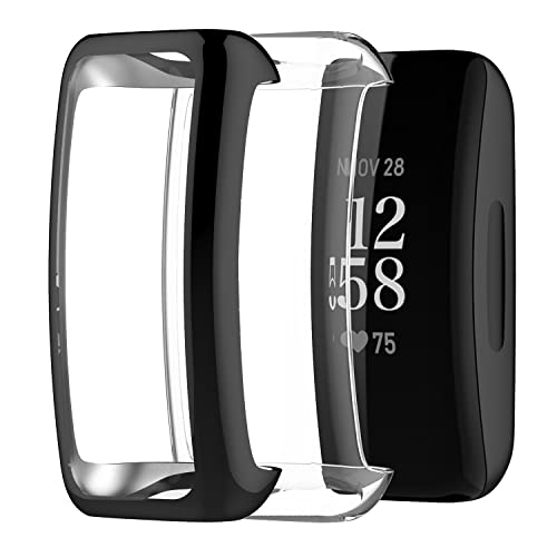 NOOETAH TPU-Displayschutzfolie, kompatibel mit Fitbit Inspire 2 Smartwatch (schwarz + transparent), 2 Stück von NOOETAH