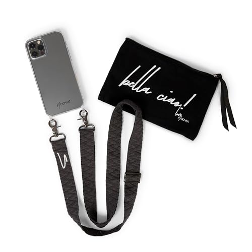NOOMYA® Premium Fashion Handykette | Set Handyhülle iPhone 14 & Handyband Phantom Grey | Handygurt zum Umhängen | Necklace Hülle mit Band | Set Wechselband mit Phone Case | Geschenk von NOOMYA