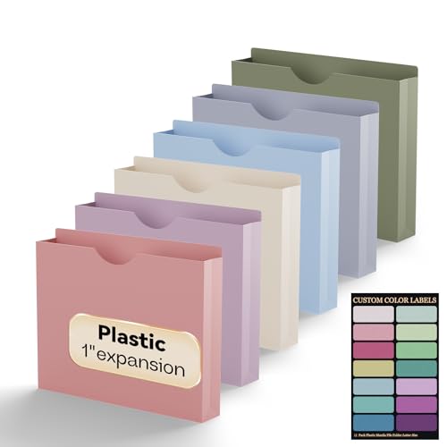 NORDUN 12 Stück Kunststoff-Aktenhüllen in Briefgröße, 2,5 cm Fächermappe für Dokumente, verstärkte Manila-Taschenmappen, robuste Fächermappe mit geraden Schnittlaschen, Morandi-Farbe NORDUN 12 Stück Kunststoff-Aktenhüllen in Briefgröße, 2,5 cm Fächermappe für Dokumente, verstärkte Manila-Taschenmappen, robuste Fächermappe mit geraden Schnittlaschen, Morandi-Farbe von NORDUN