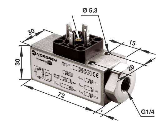 Norgren Druckschalter 0881400000000000 1 bis 16 bar 1 Wechsler 1St. von NORGREN