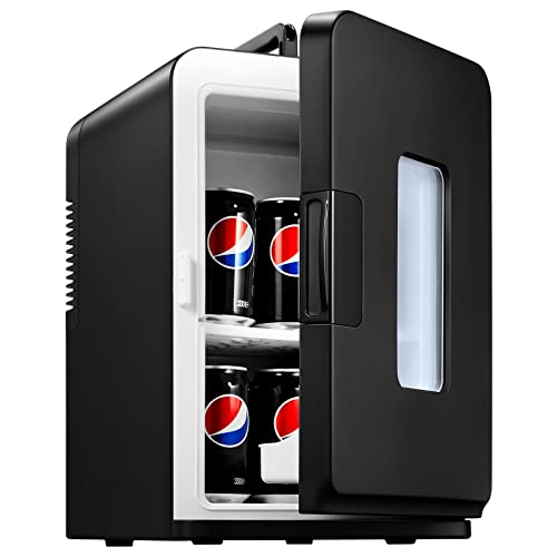NORTHCLAN Mini Kühlschrank für Zimmer 15L, mit 220V AC/12V DC für den Auto- und Heimgebrauch, Tragbarer Kühl- und Heizkühlschrank Perfekt für Getränke, Kosmetik, Snacks, Max & Eco-Modus, Schwarz von NORTHCLAN