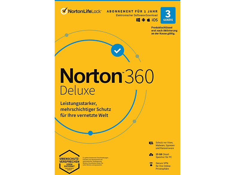Norton 360 Deluxe - 1 Benutzer 3 Geräte Jahr 50GB Cloud-Speicher (PC, iOS, MAC, Android) von NORTON LIFELOCK