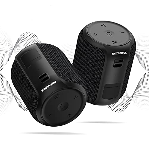 NOTABRICK 【 2PCS Bluetooth Lautsprecher Musikbox Tragbarer Bluetooth Box mit 360° Stereo Sound,1200Minuten Spielzeit,IPX6 Wasserdicht Music Box für Reisen,Sport,Geschenke für Männer & Frauen von NOTABRICK