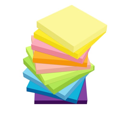 Haftnotizen 76x76mm, 10 Farben Selbstklebende Klebezettel Bunt Sticky Notes, School Stuff Notizzettel Wiederaufklebbar für Markieren und Hervorheben von Seiten, To-Do-Liste, Checkliste Haftnotizen 76x76mm, 10 Farben Selbstklebende Klebezettel Bunt Sticky Notes, School Stuff Notizzettel Wiederaufklebbar für Markieren und Hervorheben von Seiten, To-Do-Liste, Checkliste von NOTEZMATE