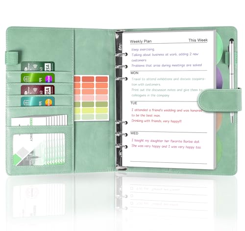 NOTEZMATE A5 Ringbuch Nachfüllbar mit 135 Blättern Nachfüllpapier, A5 PU Leder Klemmbrettmappe Mit 6 Ringen, Notizbuch Din A5 Ringbuch für Reise Geschäfts Business Mappe, Macaron Grün NOTEZMATE A5 Ringbuch Nachfüllbar mit 135 Blättern Nachfüllpapier, A5 PU Leder Klemmbrettmappe Mit 6 Ringen, Notizbuch Din A5 Ringbuch für Reise Geschäfts Business Mappe, Macaron Grün von NOTEZMATE
