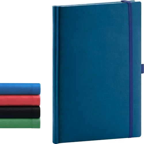 NOTIQUE Notizbuch Dotted, Hardcover Notizbuch, Notizheft, Journal, Tagebuch mit Gummiband und Stifthalter 15x21cm, 192 Seiten (Blau, Gepunktet) von NOTIQUE