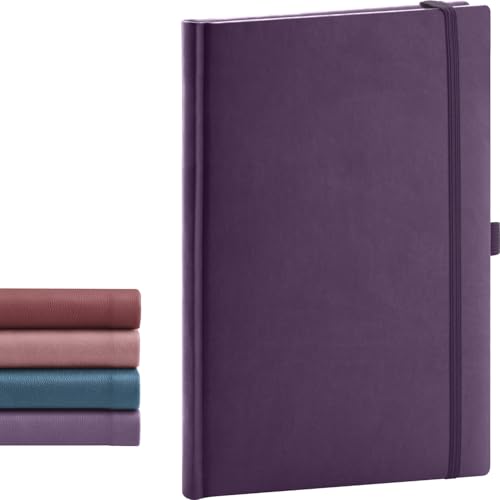 NOTIQUE Notizbuch Dotted, Hardcover Notizbuch, Notizheft, Journal, Tagebuch mit Gummiband und Stifthalter 15x21cm, 192 Seiten (Lila, Gepunktet) von NOTIQUE