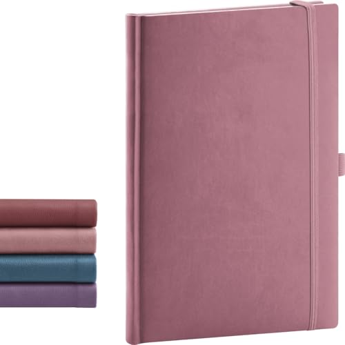 NOTIQUE Notizbuch Dotted, Hardcover Notizbuch, Notizheft, Journal, Tagebuch mit Gummiband und Stifthalter 15x21cm, 192 Seiten (Rosa, Gepunktet) von NOTIQUE