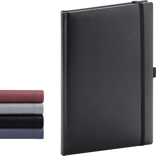 NOTIQUE Notizbuch Dotted, Hardcover Notizbuch, Notizheft, Journal, Tagebuch mit Gummiband und Stifthalter 15x21cm, 192 Seiten (Schwarz, Gepunktet) von NOTIQUE