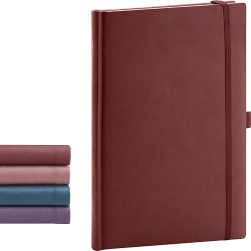 NOTIQUE Notizbuch Dotted, Hardcover Notizbuch, Notizheft, Journal, Tagebuch mit Gummiband und Stifthalter 15x21cm, 192 Seiten (Weinrot, Gepunktet) von NOTIQUE