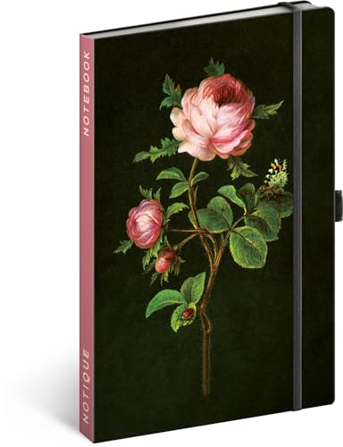 NOTIQUE Notizbuch Gepunktet mit Gummiband 13x21cm ca. A5, Designer Hardcover Notebook Dotted, Notizblock, Notizheft, Journal, Tagebuch für Erwachsene, Damen (Artisanale Rosen) von NOTIQUE