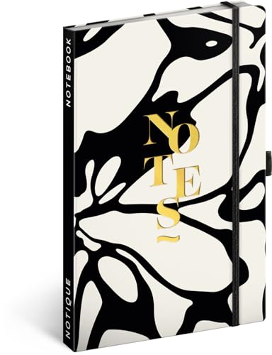 NOTIQUE Notizbuch Liniert mit Gummiband 13x21cm ca. A5, Designer Hardcover Notebook, Notizblock, Notizheft, Journal, Tagebuch für Erwachsene, Damen (Abstrakt) von NOTIQUE