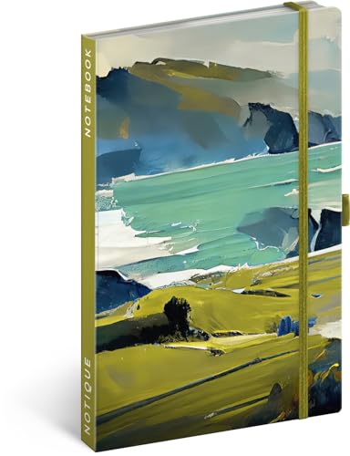 NOTIQUE Notizbuch Liniert mit Gummiband 13x21cm ca. A5, Designer Hardcover Notebook, Notizblock, Notizheft, Journal, Tagebuch für Erwachsene, Damen (Gemälde) von NOTIQUE