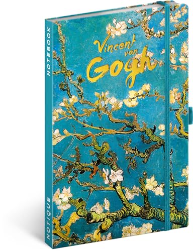 NOTIQUE Notizbuch Liniert mit Gummiband 13x21cm ca. A5, Designer Hardcover Notebook, Notizblock, Notizheft, Journal, Tagebuch für Erwachsene, Damen (Vincent van Gogh) von NOTIQUE