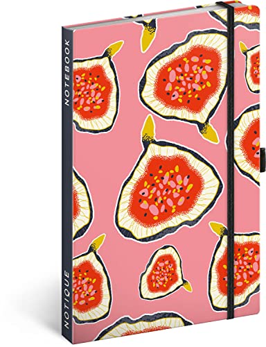 NOTIQUE Notizbuch Liniert mit Gummiband 13x21cm ca. A5, Hardcover Notebook, Notizblock, Notizheft, Journal, Tagebuch für Erwachsene, Damen (Feigen) von NOTIQUE