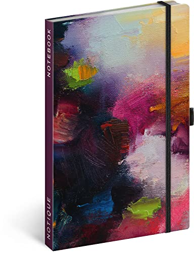 Notizbuch Liniert mit Gummiband 13x21cm ca. A5, Hardcover Notebook, Notizblock, Notizheft, Journal, Tagebuch für Erwachsene, Damen (Rosa Malerei) von NOTIQUE