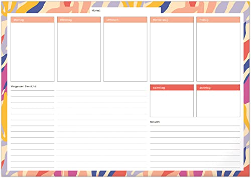 NOTIQUE Schreibtischunterlage Wochenplaner A3 Undatierter Planer Terminplaner Schreibtisch Unterlage Terminkalender mit Wochenübersicht für Notizen und To-Do Liste (Blätter) von NOTIQUE