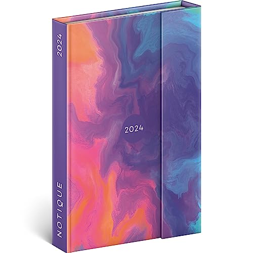 NOTIQUE Taschenkalender 2024 ca. A6, Terminplaner mit Magnetverschluss, Terminkalender, Wochenplaner, Buchkalender, Hardcover Wochenkalender (Sunset 2024) von NOTIQUE