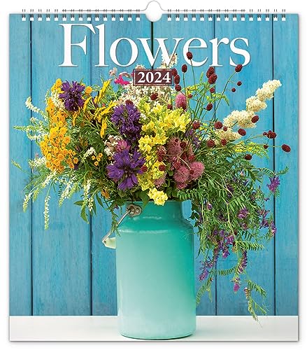 NOTIQUE Wandkalender 2024 Flowers Kalender, Blumenkalender, Blumen Kalender Bildkalender 30 x 34 cm von NOTIQUE