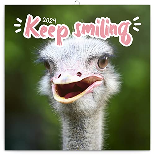 NOTIQUE Wandkalender Lächeln, bitte.. 2024 Kalender, Keep Smiling Broschürenkalender mit Monatskalendarium, Broschurkalender Tierkalender 30 x 30 cm (30x60 Geöffnet) von NOTIQUE