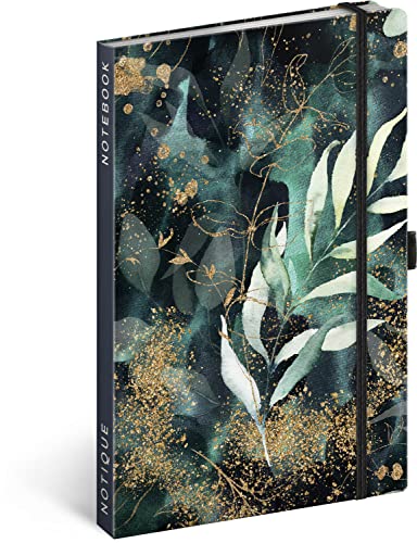 Notizbuch Liniert mit Gummiband 13x21cm ca. A5, Hardcover Notebook, Notizblock, Notizheft, Journal, Tagebuch für Erwachsene, Damen (Eukalyptus) von NOTIQUE