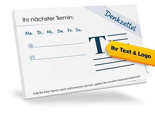 50 Terminblöcke Classic #1 individuell bedruckt mit Ihrem Text und Logo! 50 Blatt je Block, 74 x 105 mm (DIN A7), quer, mehrere Grundfarben und Terminfelder wählbar (50) von NOTIZBLOCK24