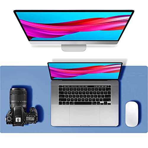 Tastaturmatte, Mauspad, Gaming-Mauspad mit Leder und rutschfestem Wildleder, 80 x 40 cm, for Laptop, Tastatur, Maus, multifunktionales Home-Office-Mauspad, Schreibtischunterlage (Rosa) (Color : Blue von NOURIS