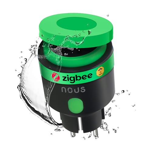 NOUS Zigbee Steckdose, Intelligente Außensteckdose IP44, Intelligente Steckdose mit Verbrauchsmessung, Kompatibel mit Alexa Zubehör, Smart Home Geräten, Google Home, Smart Life, 2MQTT, 16A von NOUS