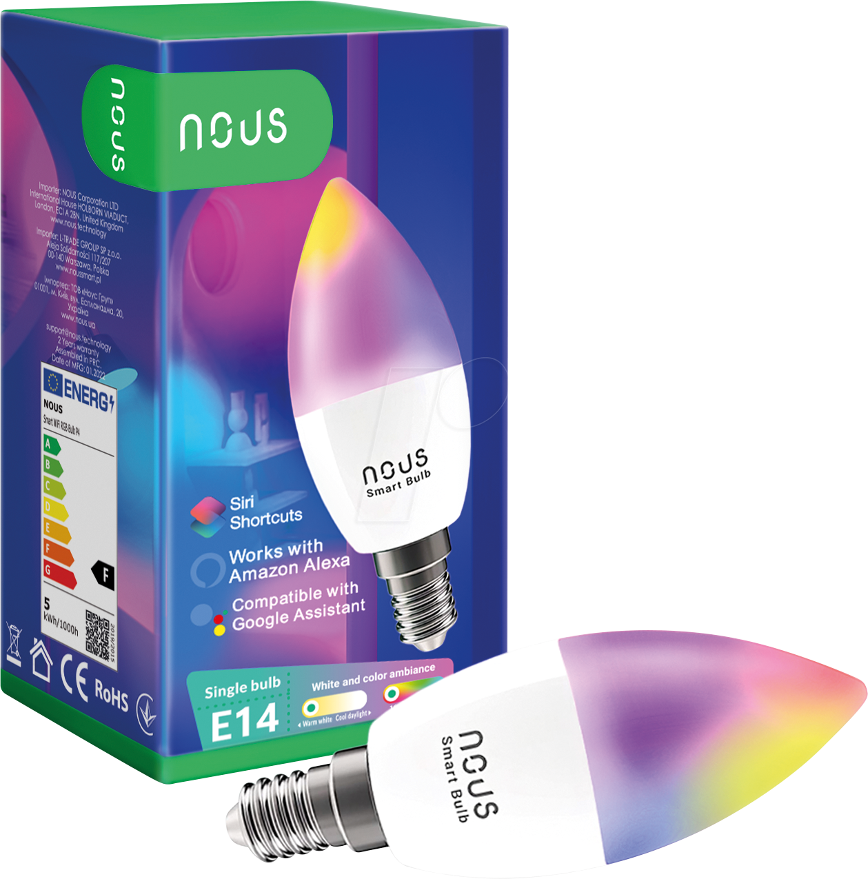 NOUS P4 - Smart Light Lampe, E14, 5 W, RGB, WLAN von NOUS