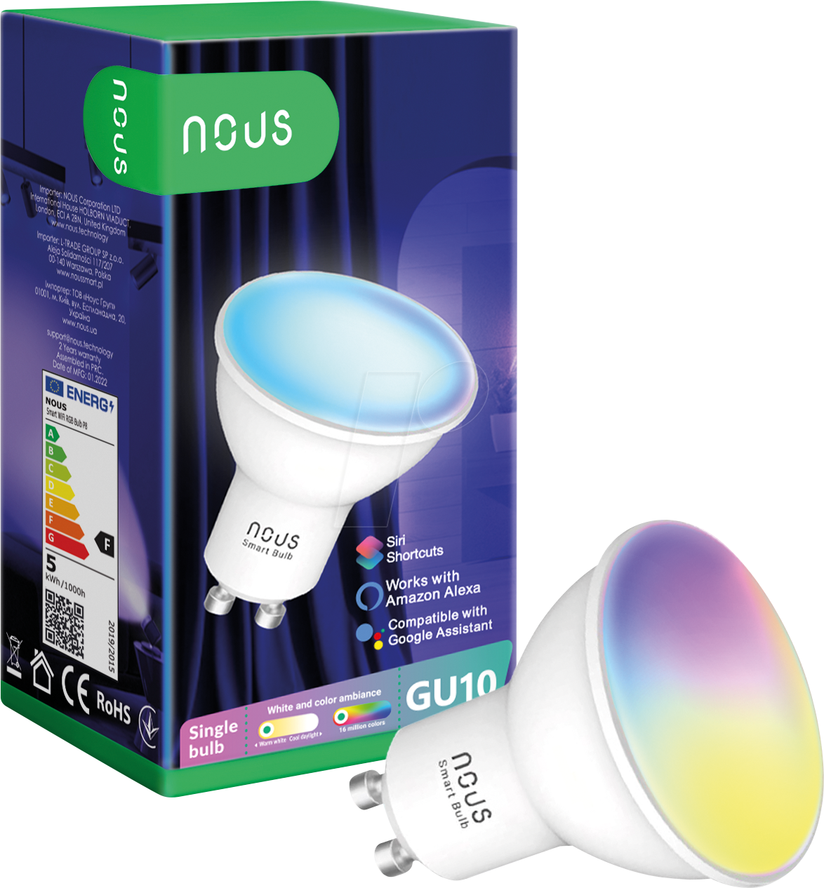 NOUS P8 - Smart Light Lampe, GU10, 4,5 W, RGB, WLAN von NOUS