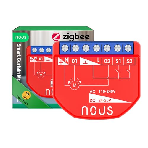 NOUS ZigBee Smart Curtain Module, AC 16A/DC 10A, Trockenkontakte, ZigBee 3.0 Hub erforderlich, Kompatibel mit Alexa, Google Assistant, Home Assistant, Tuya Smart Life App von NOUS
