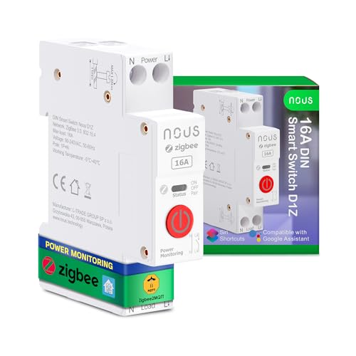Nous D1Z Zigbee DIN Hutschienen-Schalter, 16A Intelligenter Schalter mit Energieüberwachung, Kompatibel mit Home Assistant, Alexa, Google Home, App-Fernsteuerung, Sprachsteuerung & Timer Nous D1Z Zigbee DIN Hutschienen-Schalter, 16A Intelligenter Schalter mit Energieüberwachung, Kompatibel mit Home Assistant, Alexa, Google Home, App-Fernsteuerung, Sprachsteuerung & Timer von NOUS