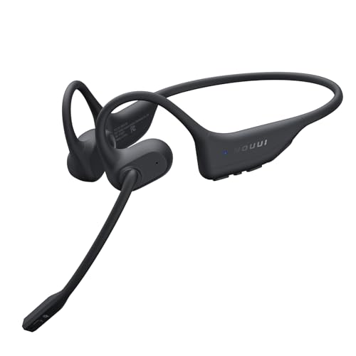 NOUUI Offene Ohr-Kopfhörer mit Mikrofon, Bluetooth-Headset mit Mikrofon (KI-Rauschunterdrückung), Bluetooth 5.3-Kopfhörer, Dual-Verbindung, schweißfest, kabelloses Headset mit Mikrofon für Arbeit von NOUUI
