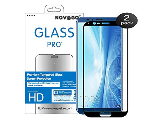 NOVAGO® 2 x Hartglas Schutzfolie, Tempered Glass Screen Protector für Huawei Honor View 10 (Schwarz x2) von NOVAGO