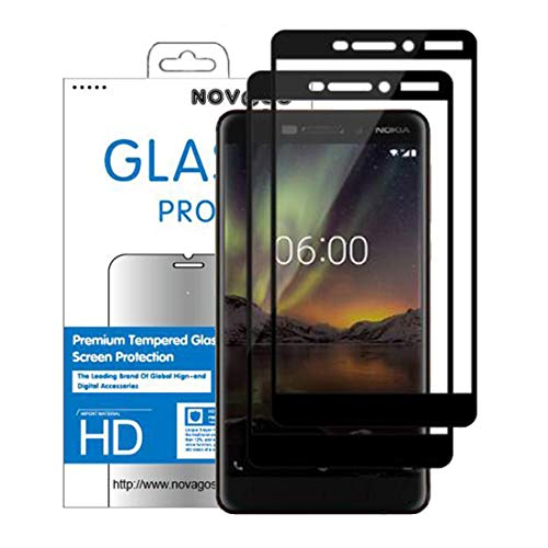 NOVAGO [2 Pack] kompatibel mit Nokia 6.1 - Hartglas Schutzfolie, Panzerglas Schutzfolie, Tempered Glass Screen Protector [Vollständige Abdeckung] von NOVAGO