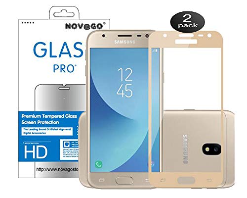 NOVAGO [2 Pack] kompatibel mit Samsung Galaxy J3 2017 J320 Hartglas Schutzfolie, Panzerglas Schutzfolie, Tempered Glass Screen Protector (Golden) von NOVAGO
