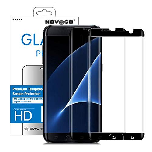 NOVAGO [2 Pack] kompatibel mit Samsung Galaxy S7 Edge Hartglas Schutzfolie, Panzerglas Schutzfolie, Tempered Glass Screen Protector (Schwarz) von NOVAGO