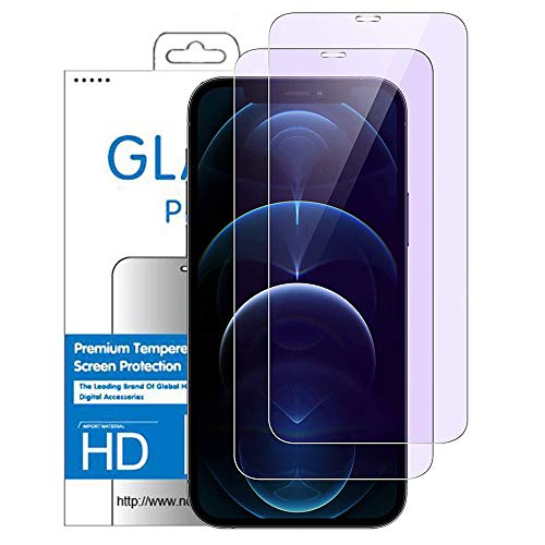 NOVAGO [2 Pack] kompatibel mit iPhone 12,iPhone 12 Pro Hartglas Schutzfolie, Panzerglas Schutzfolie, Tempered Glass Screen Protector (augenschonend Dank Anti-Blue-Light) von NOVAGO